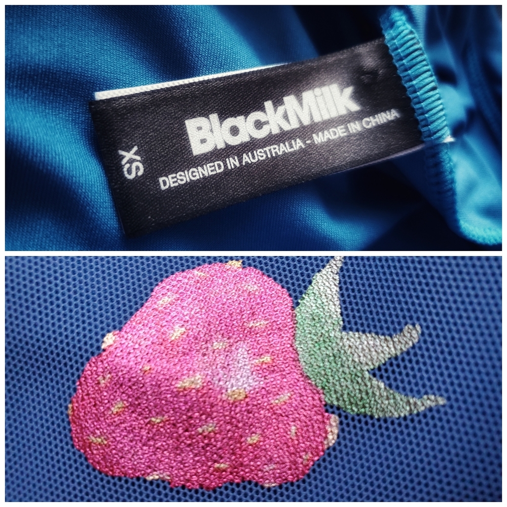 Blackmilk | Strawberries Tie Short Dress | Blue - Picture 5 of 8